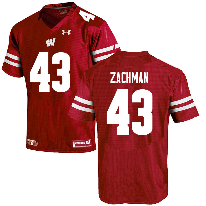 Men #43 Preston Zachman Wisconsin Badgers College Football Jerseys Sale-Red - Click Image to Close